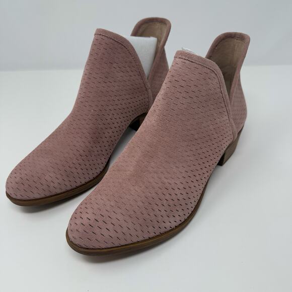 Lucky Brand Shoes - Lucky Brand Booties Women's 11M Pink Baley Laser Cut Ankle Bootie Suede